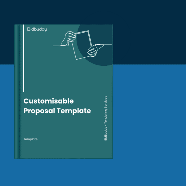 Cover of Bidbuddy’s Customisable Proposal Template — free downloadable resource for tailored tender proposals.