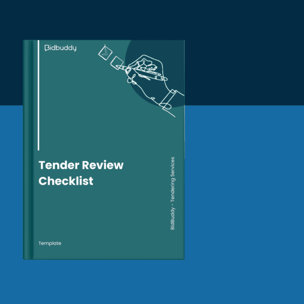 Cover of Bidbuddy's Tender Review Checklist — a free downloadable template to assess bid readiness.