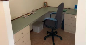 Home office nook with desk and chair