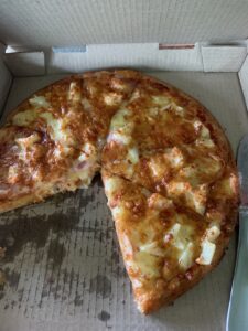 Pizza showing some pieces missing