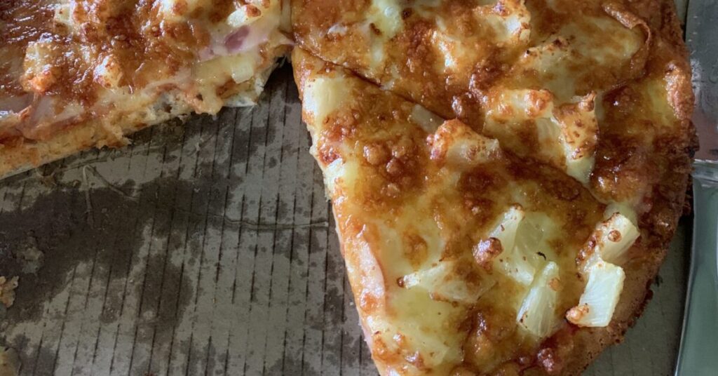 Pizza showing some pieces missing